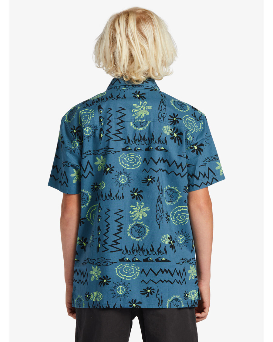 クイックシルバー ボーイズ 8-16 ラディカル タイムズ 半袖シャツ - エーゲ ブルー ラディカル タイムズ SS