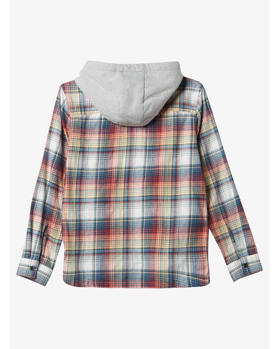 Quik Silver Boys 8-16 Briggs Hooded Long Sleeve Flannel Shirt Shirt - Mineral Red Briggs Flannel