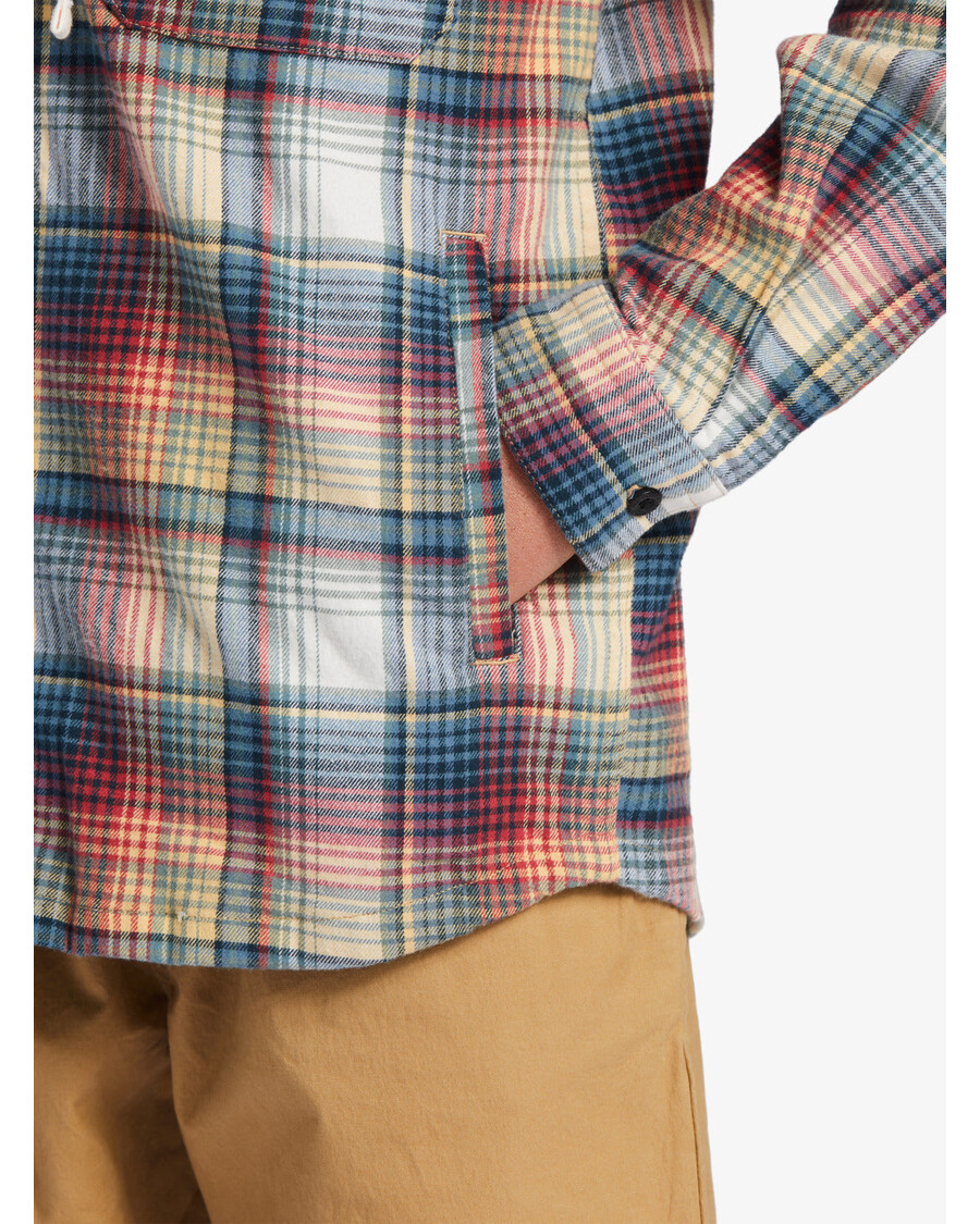 Quik Silver Boys 8-16 Briggs Hooded Long Sleeve Flannel Shirt Shirt - Mineral Red Briggs Flannel