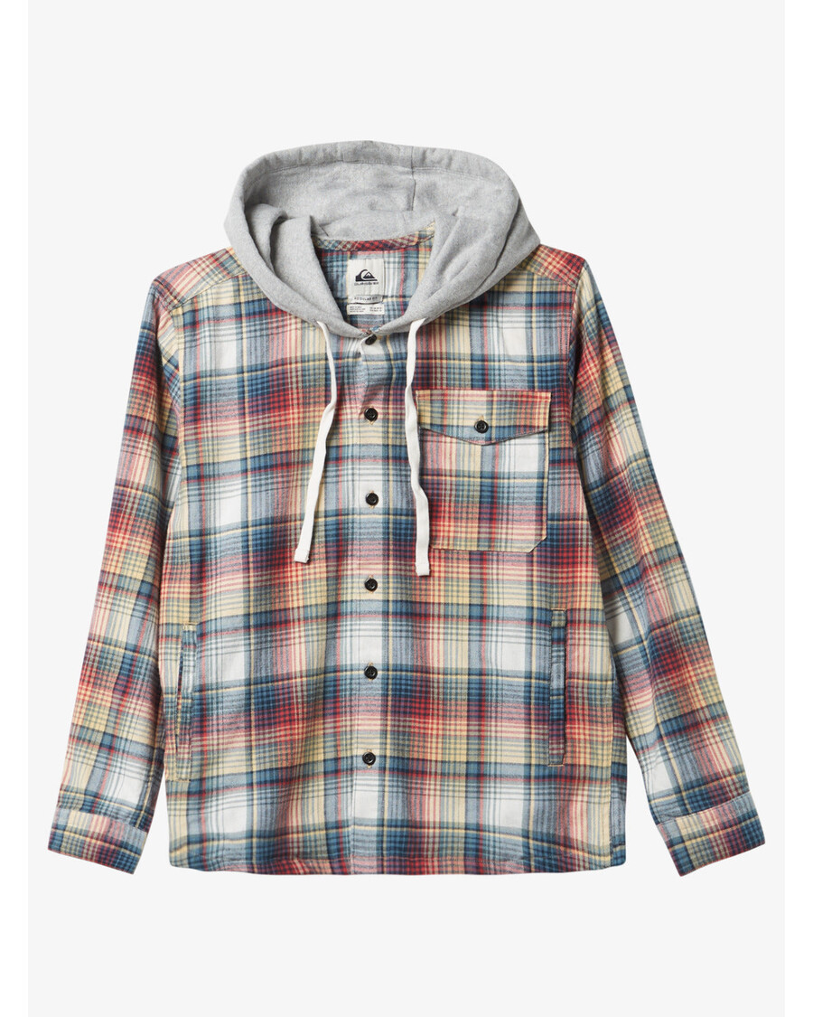 Quiksilver момчета 8-16 бригс фланелена риза с качулка и дълъг ръкав - минерална червена бригс фланела