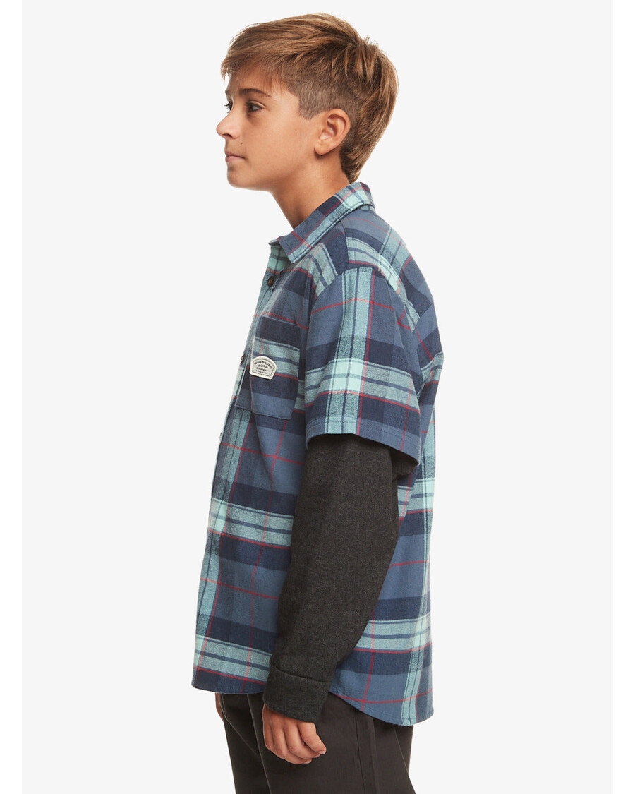 Quik Silver Boys 8-16 Check This Up Oversized Long Sleeve Shirt - Naval Academy