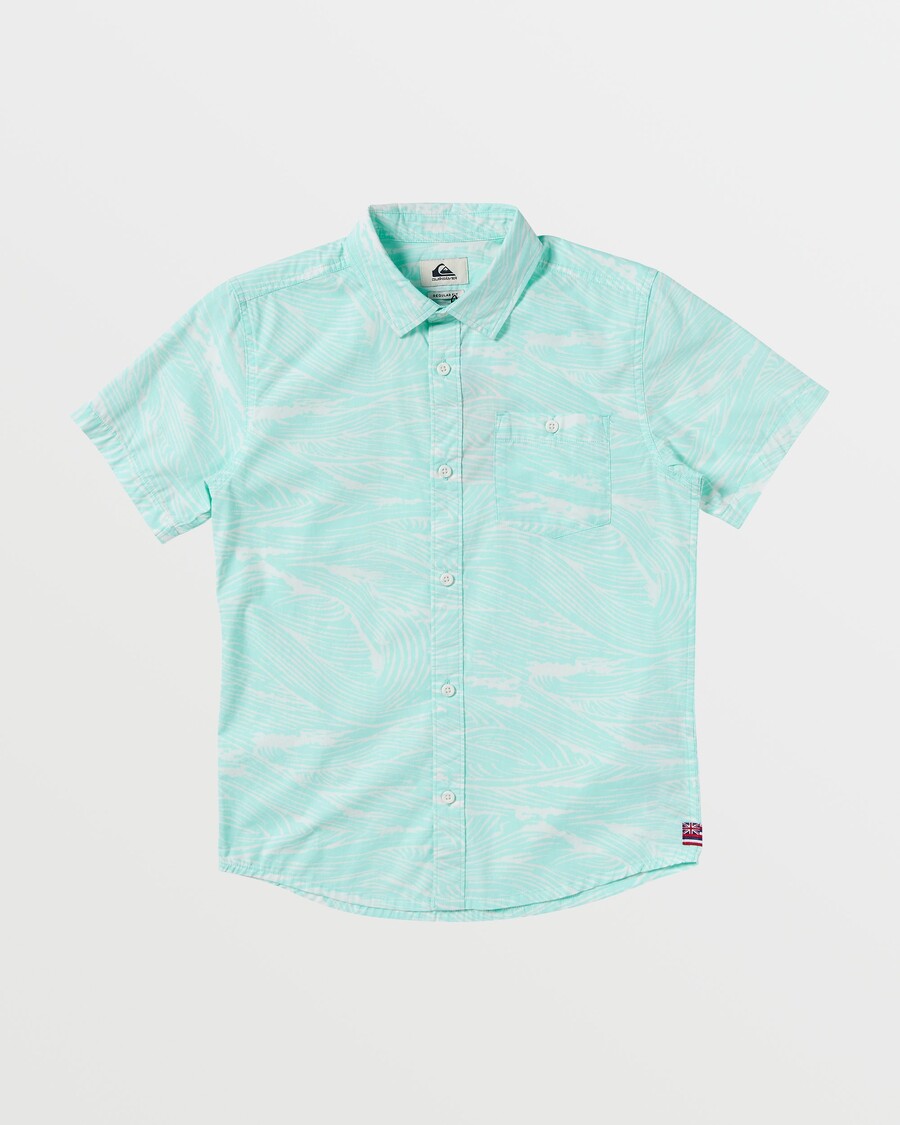 Риза с къс ръкав Quiksilver за момчета 8-16 Hawaii Flow - Limpet Shell