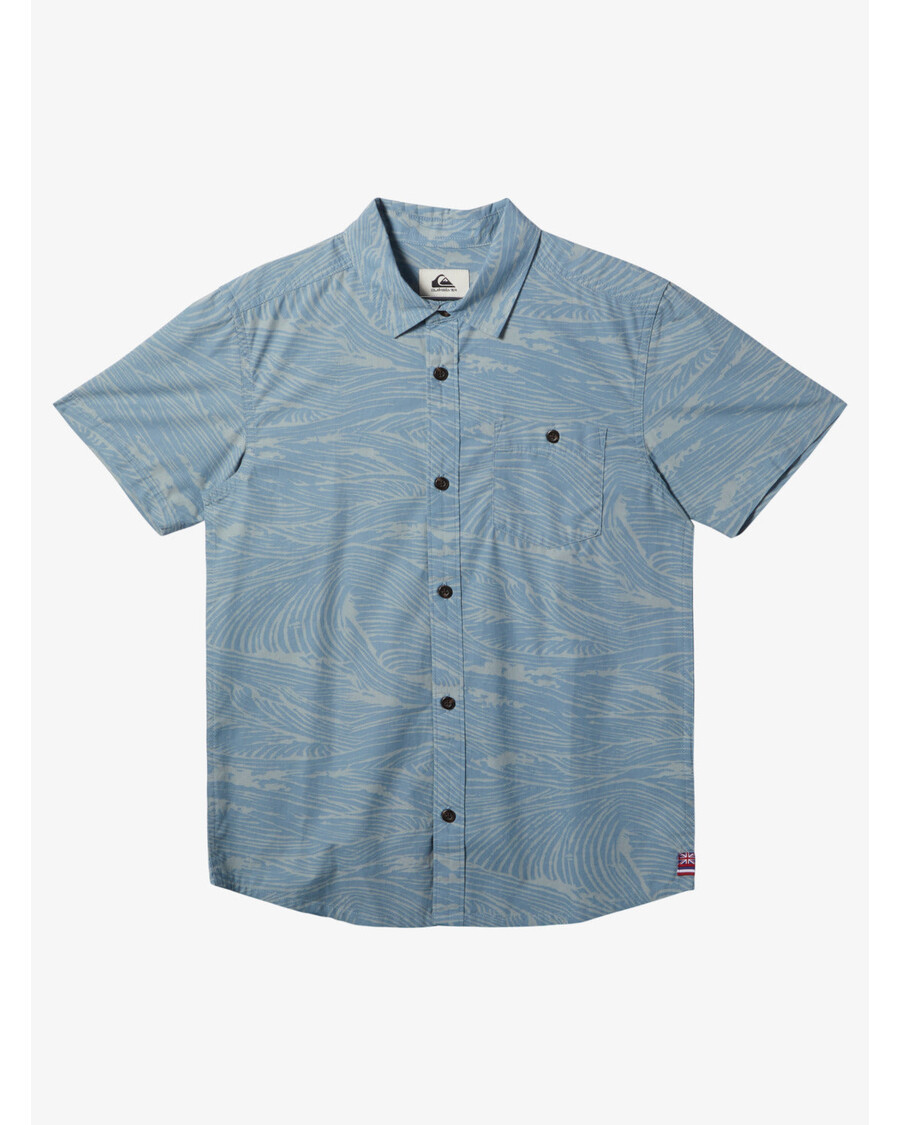 Quiksilver момчета 8-16 Hawaii струяща се риза с къс ръкав - синя сянка