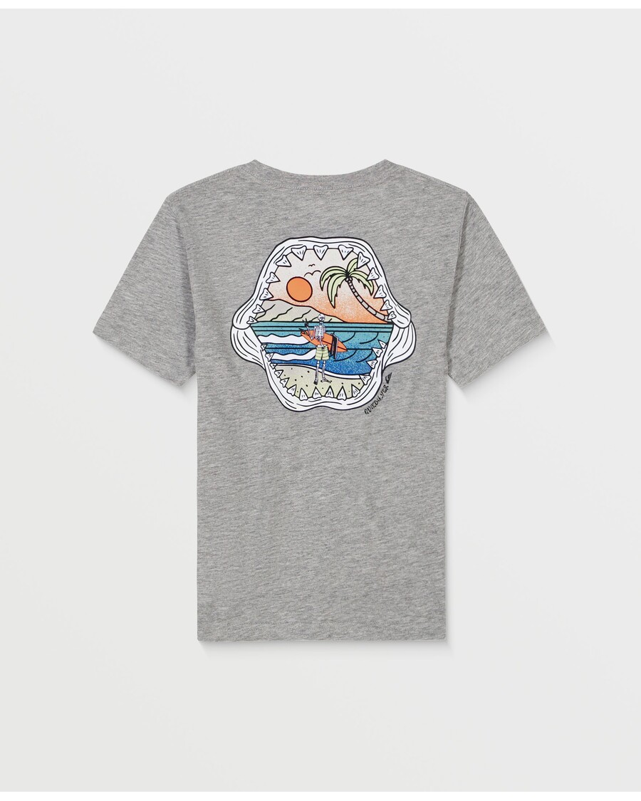 Риза с къс ръкав за момчета Quiksilver Shark Mouth - сив хедър
