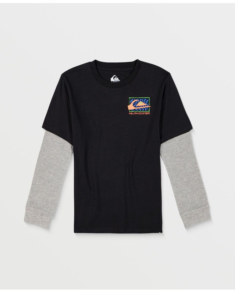 Quiksilver Srajca Z Dolgimi Rokavi Za Majhne Fante S Potrditvenim Poljem - Asfalt