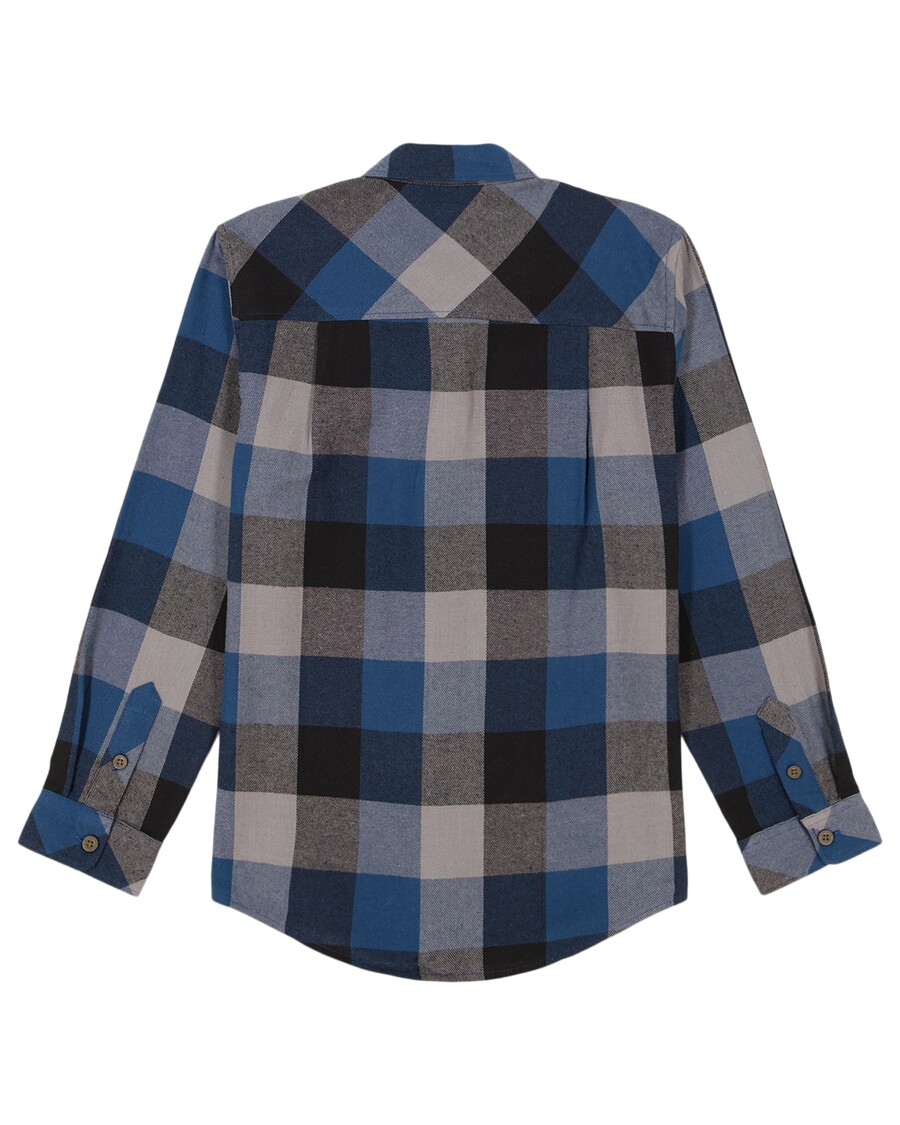 Quik Silver Boys 8-16 Mother Fly Long Sleeve Flannel Shirt - Estate Blue