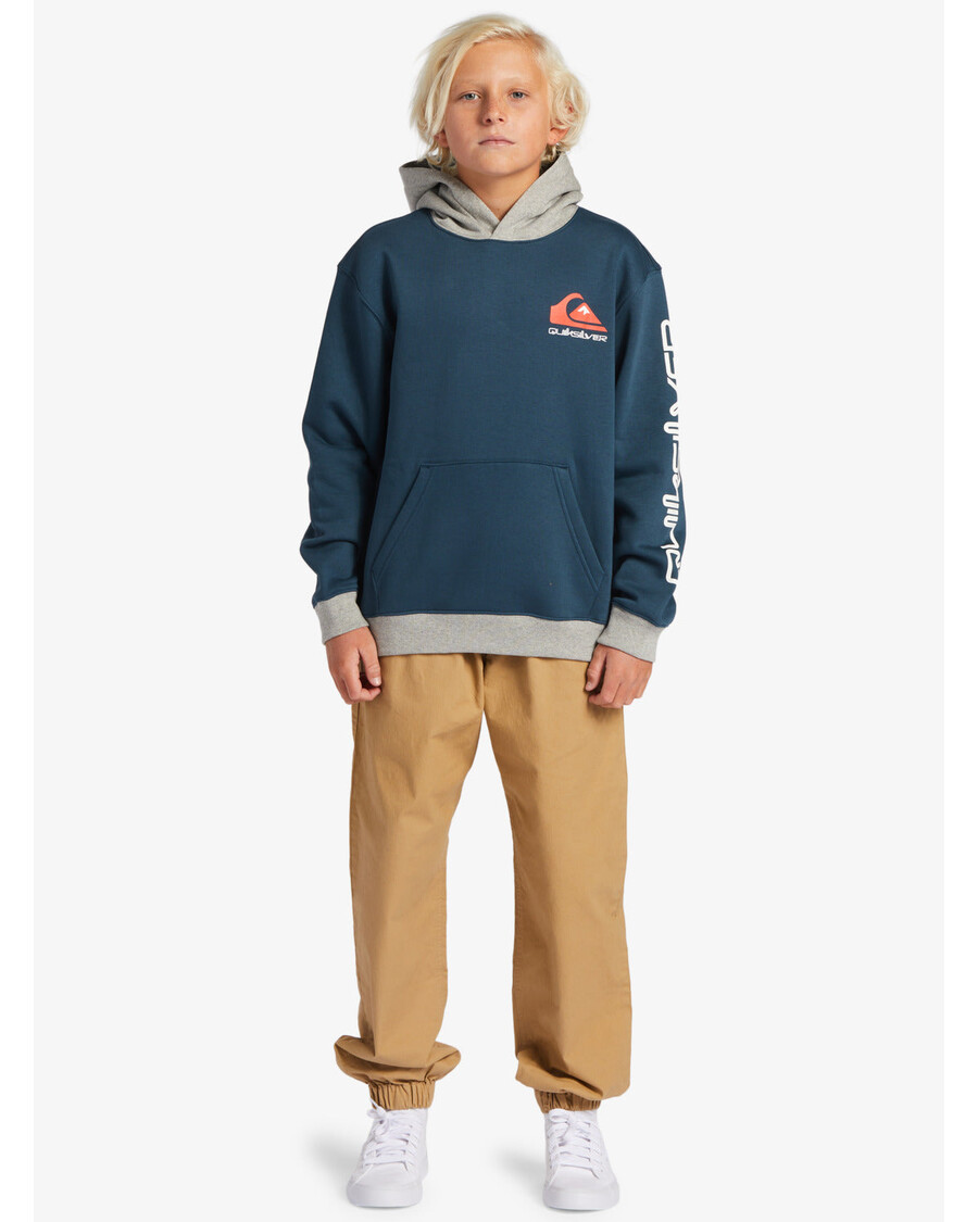 Quik Silver Boys 8-16 Omni Logo Block Hood Pullover Sweatshirt - Midnight Navy