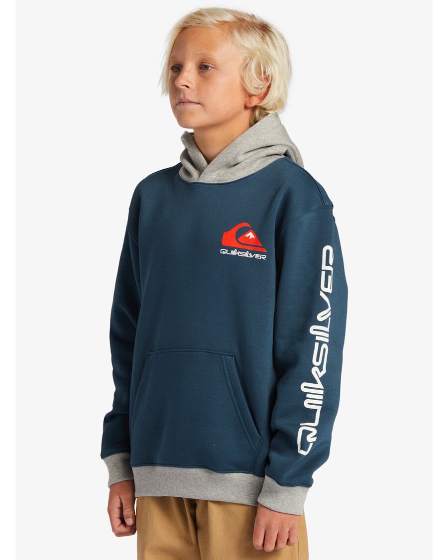 Quik Silver Boys 8-16 Omni Logo Block Hood Pullover Sweatshirt - Midnight Navy