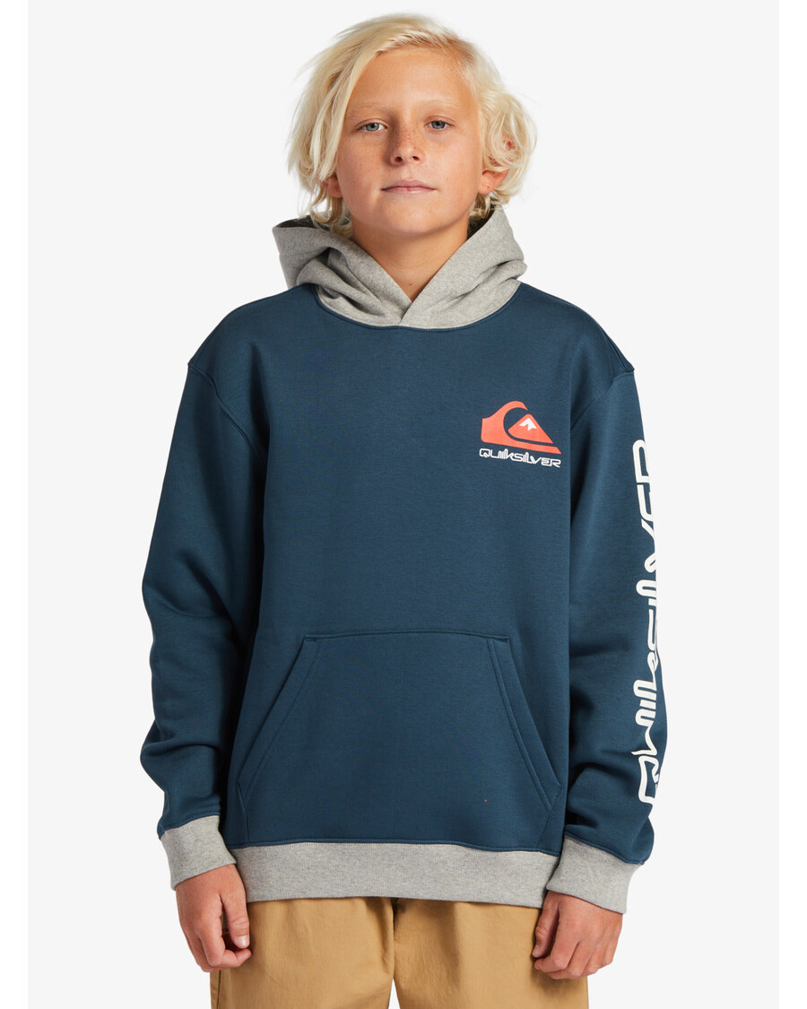 Quik Silver Boys 8-16 Omni Logo Block Hood Pullover Sweatshirt - Midnight Navy
