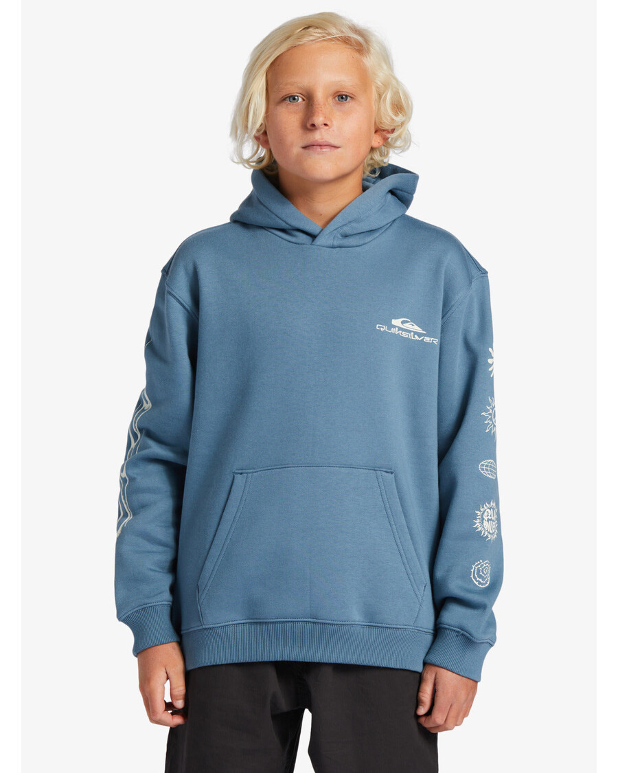Quik Silver Boys 8-16 Power Session Hoody Round Toe Pullover Sweatshirt - Aegean Blue