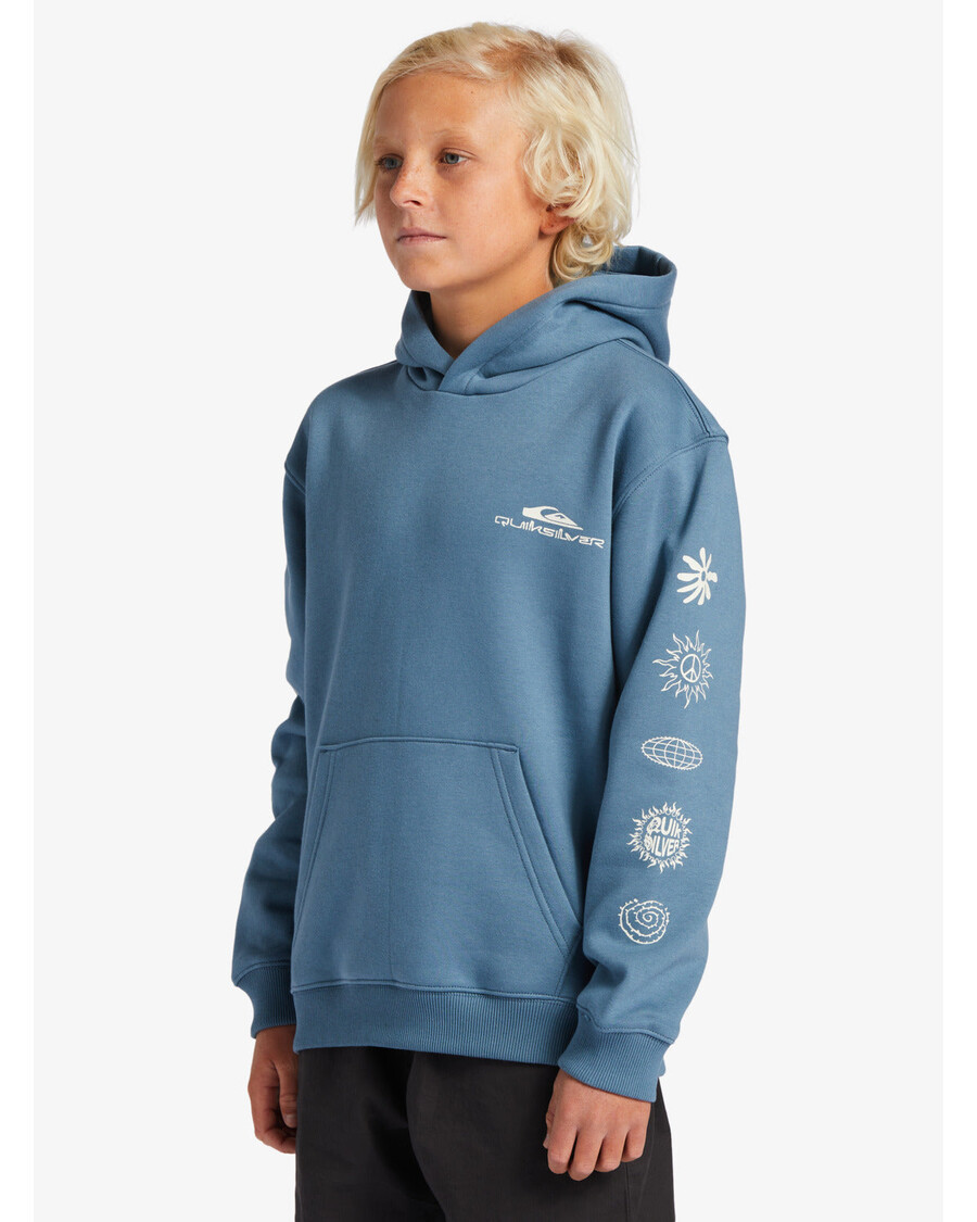 Quik Silver Boys 8-16 Power Session Hoody Round Toe Pullover Sweatshirt - Aegean Blue
