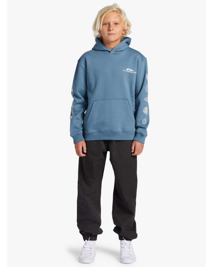Quik Silver Boys 8-16 Power Session Hoody Round Toe Pullover Sweatshirt - Aegean Blue
