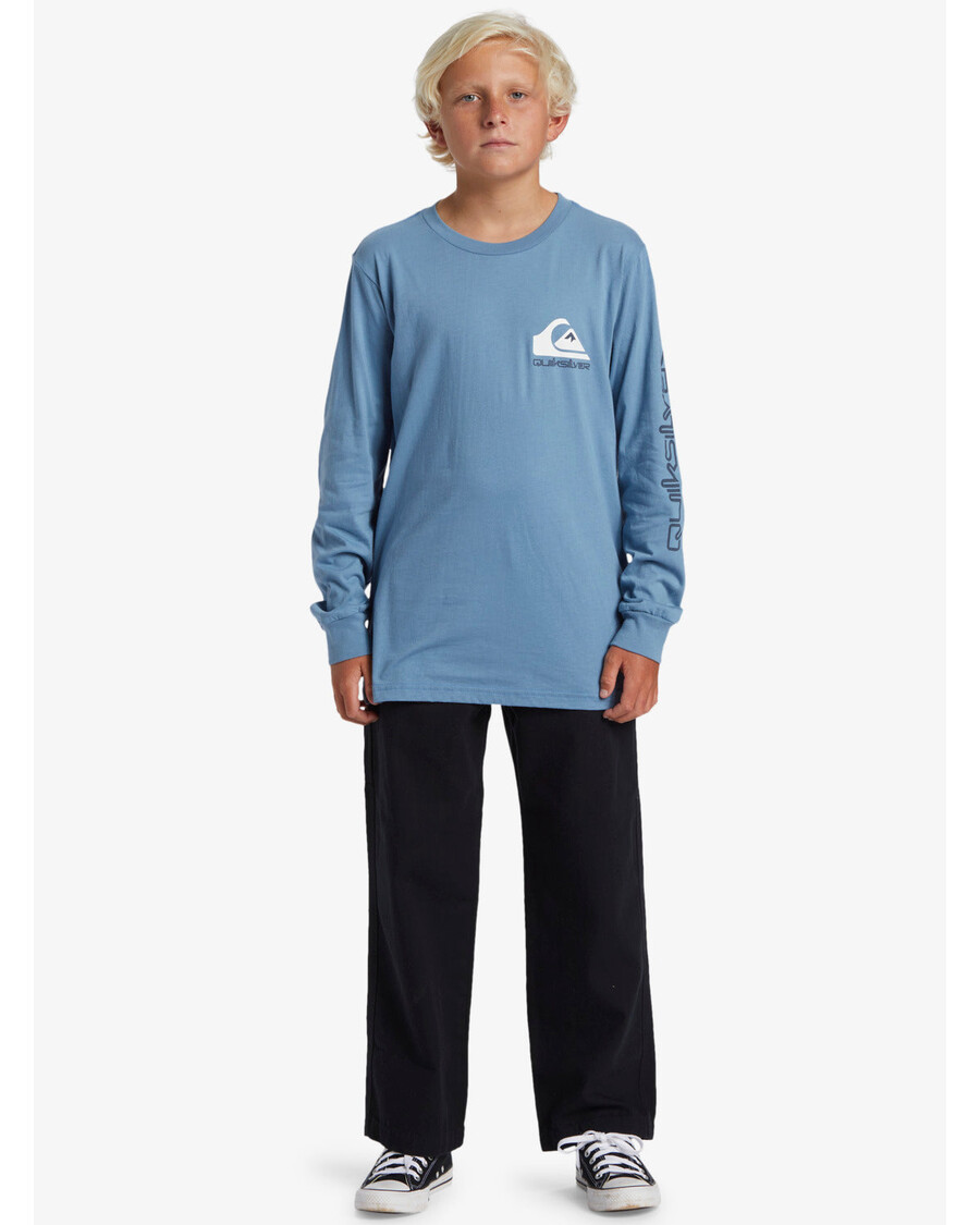 Quiksilver Chlapci 8-16 Comp Logo Tričko S Dlhým Rukávom - Modrý Tieň