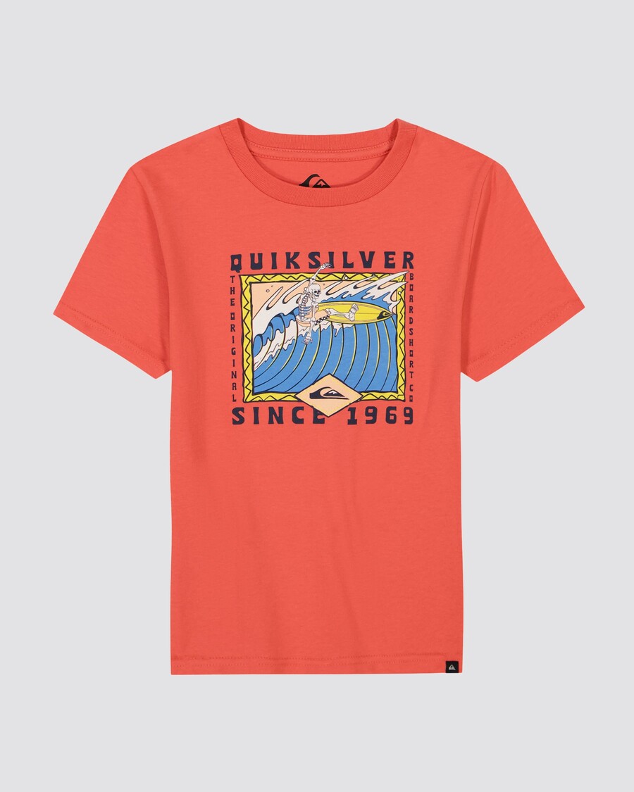 Quiksilver Camiseta Retro Con Calavera Para Niños 8-16 - Coral Especiado
