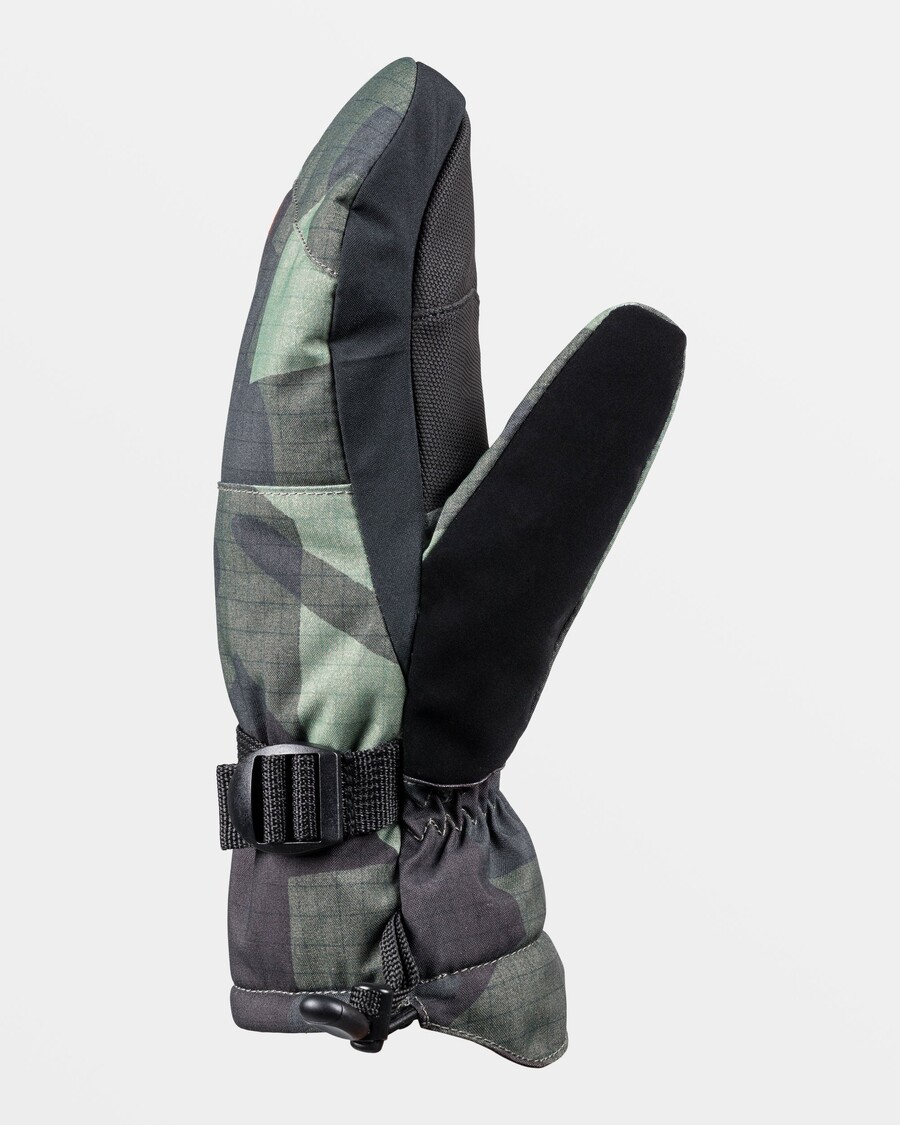 Quik Silver Boys 8-16 Mission Snow Mittens - Puzzle Camo Sea Spray