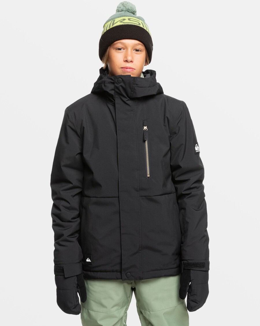 Jachetă De Zăpadă Izolată Solidă Quiksilver Băieți 8-16 Mission - Negru Adevărat
