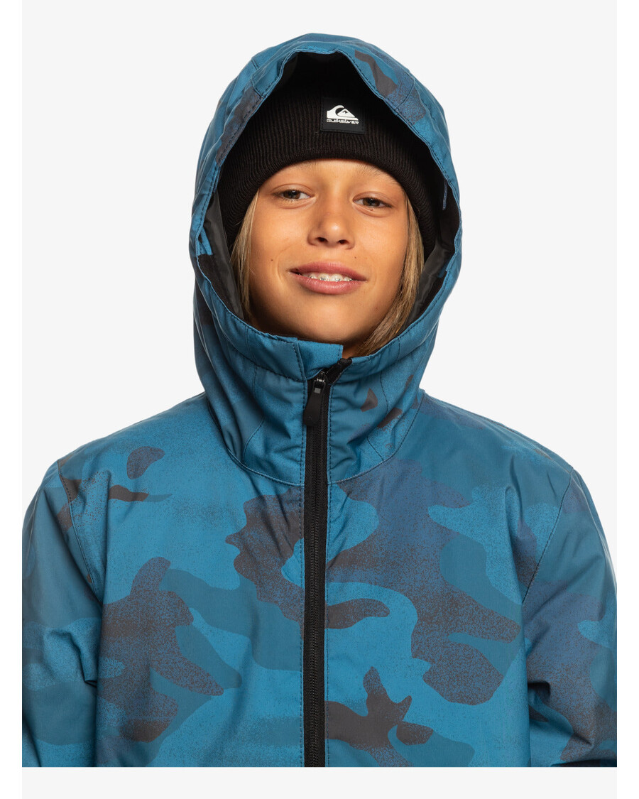 Quiksilver Boys 8-16 Mission Tlačená Technická Snehová Bunda - Camo Majolica Modrá V Spreji
