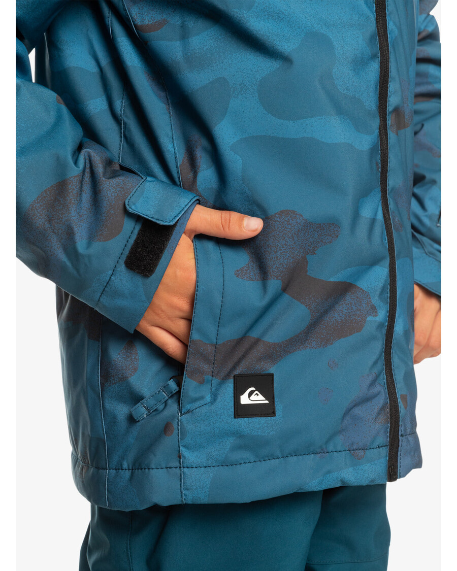Quiksilver Boys 8-16 Mission Tlačená Technická Snehová Bunda - Camo Majolica Modrá V Spreji
