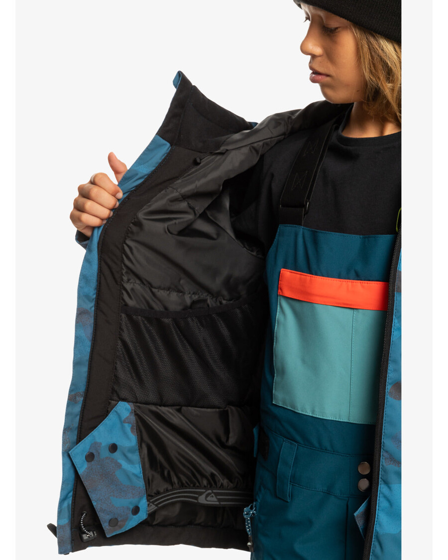 Quiksilver Boys 8-16 Mission Tlačená Technická Snehová Bunda - Camo Majolica Modrá V Spreji