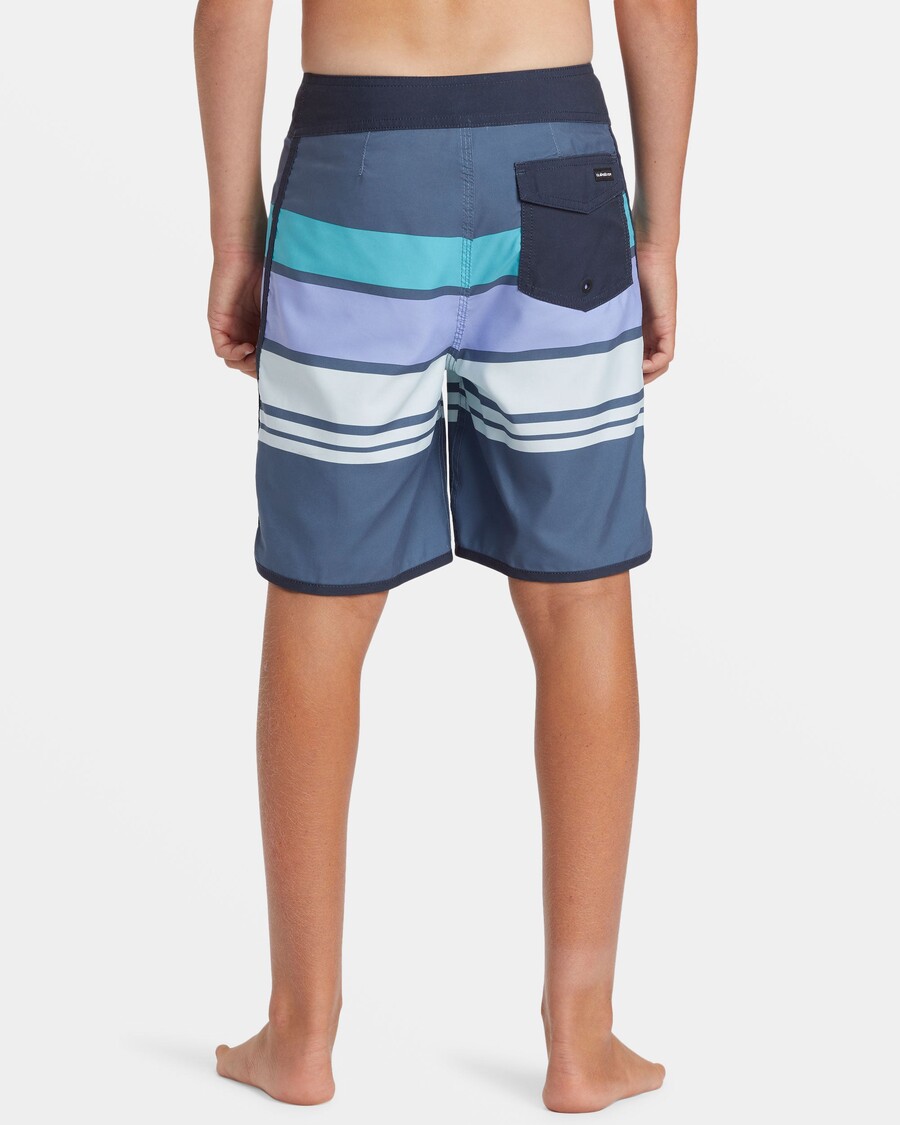 Quiksilver Shorts De Playa De 17" A Rayas Para Uso Diario Para Niños De 8 A 16 Años - Vintage Indigo