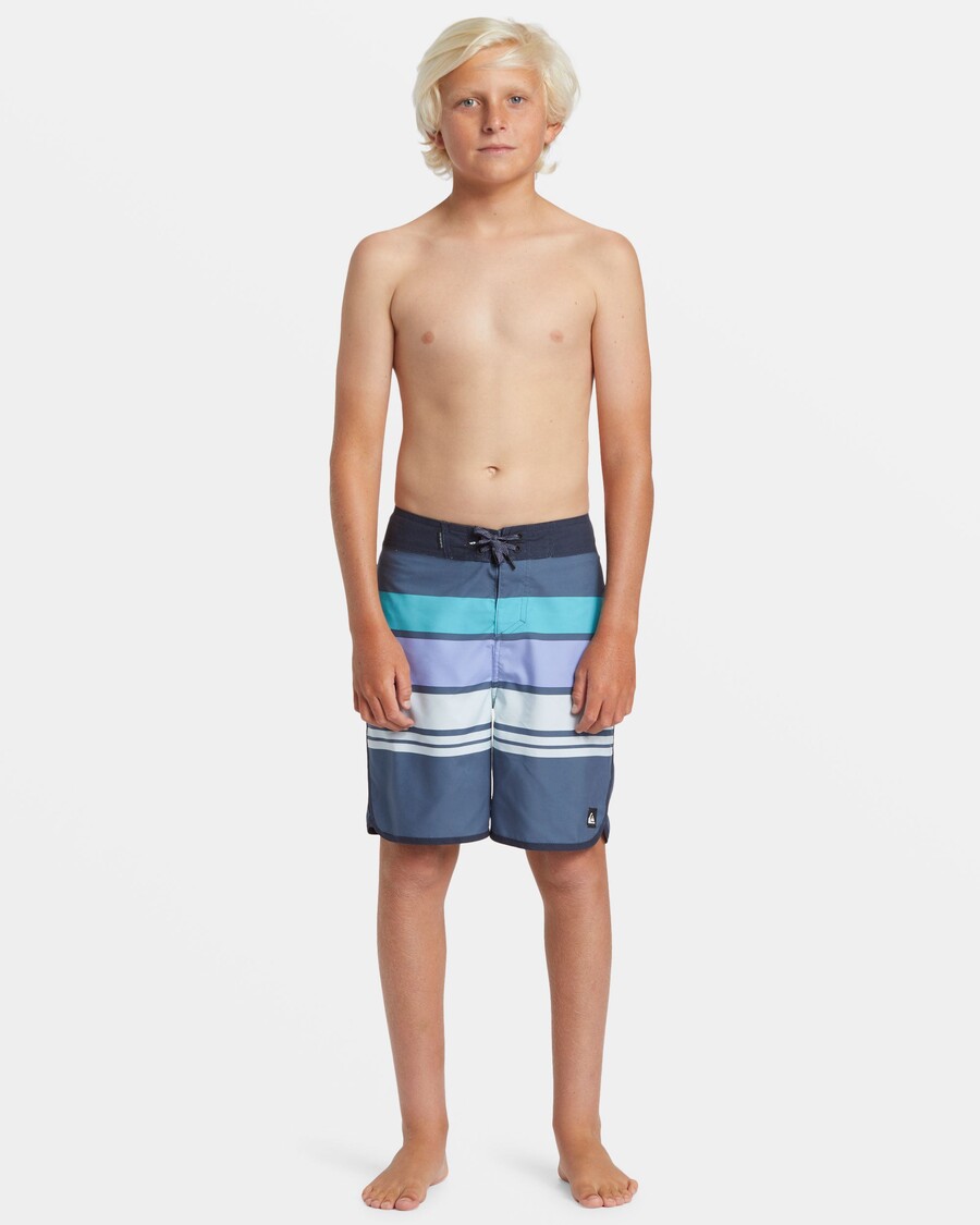 Quiksilver Shorts De Playa De 17" A Rayas Para Uso Diario Para Niños De 8 A 16 Años - Vintage Indigo