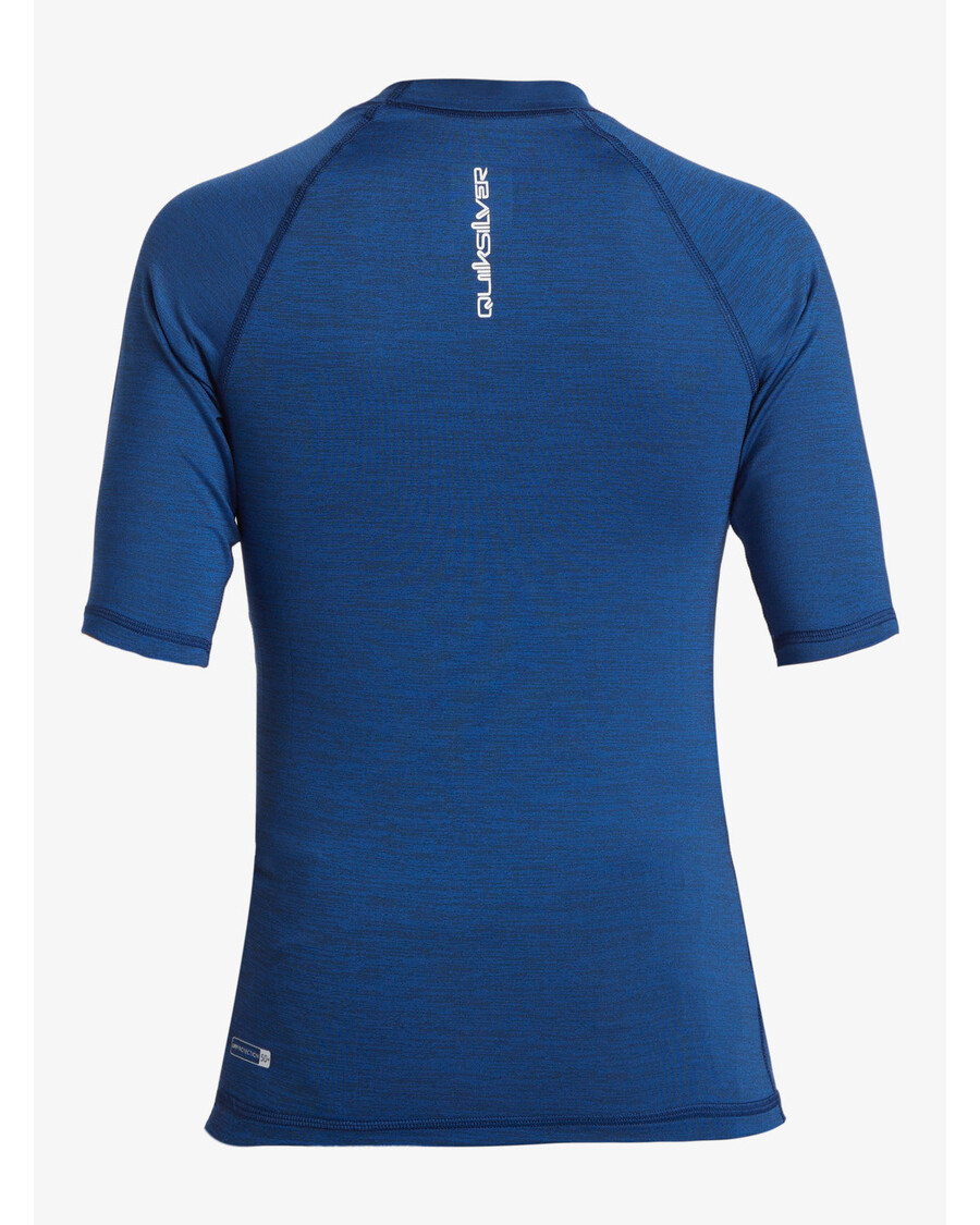 Rashguard De Manga Corta Quik Silver Para Niños De 8 A 16 Años De Uso Diario Con Protección Upf 50 - Azul Monaco Jaspeado