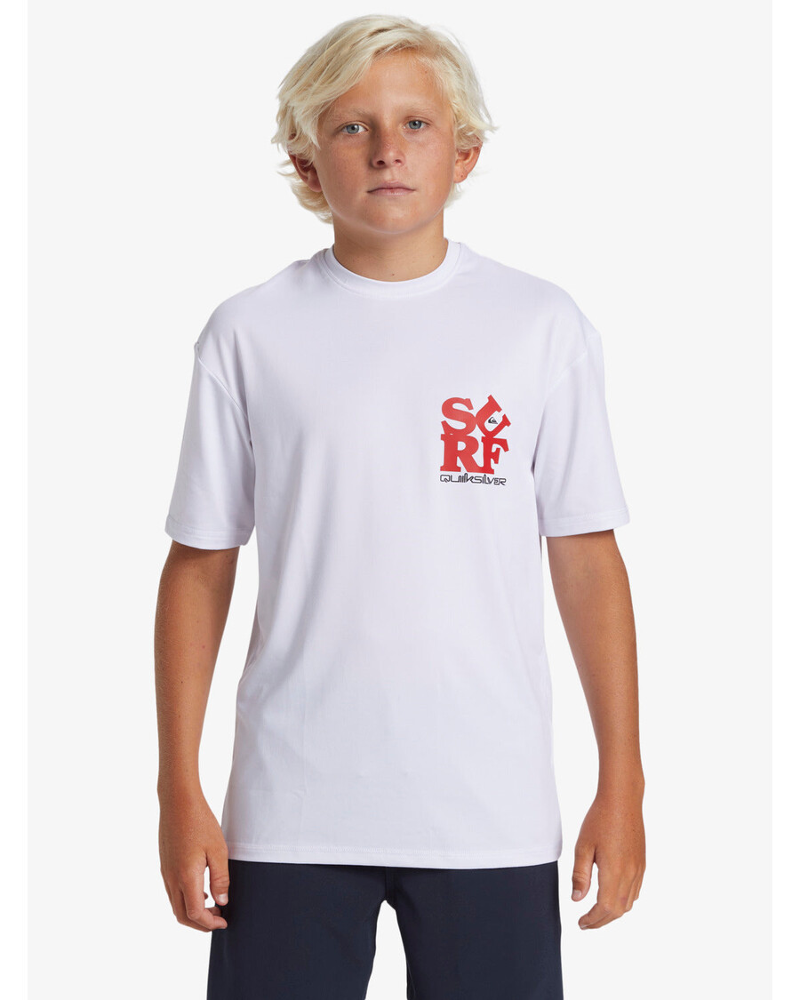 Quiksilver αγόρια 8-16 καθημερινά κοντομάνικο μπλουζάκι σερφ - λευκό/μαύρο