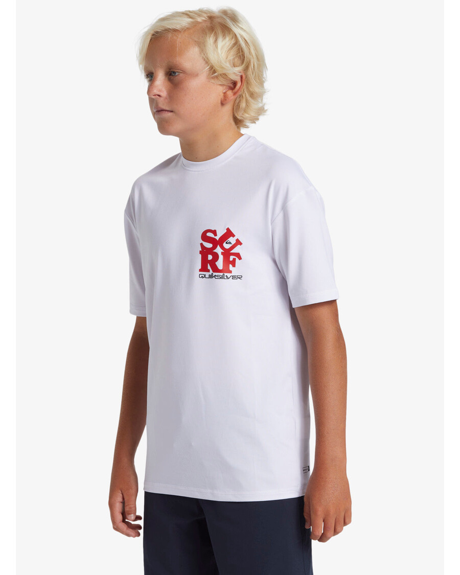 Quiksilver αγόρια 8-16 καθημερινά κοντομάνικο μπλουζάκι σερφ - λευκό/μαύρο