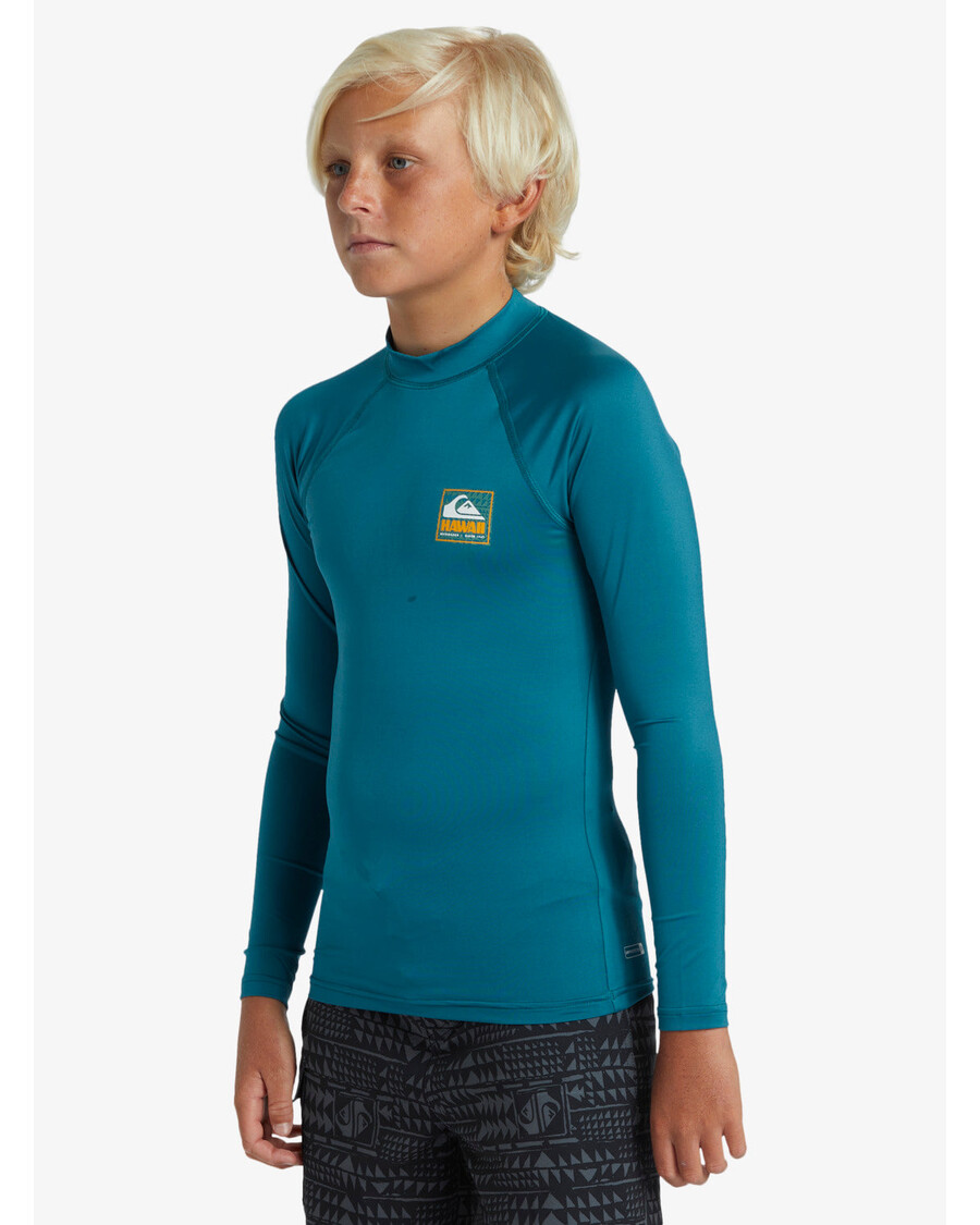 Quik Silver Boys 8-16 Hawaii Badge UPF50 Long Sleeve Rashguard -