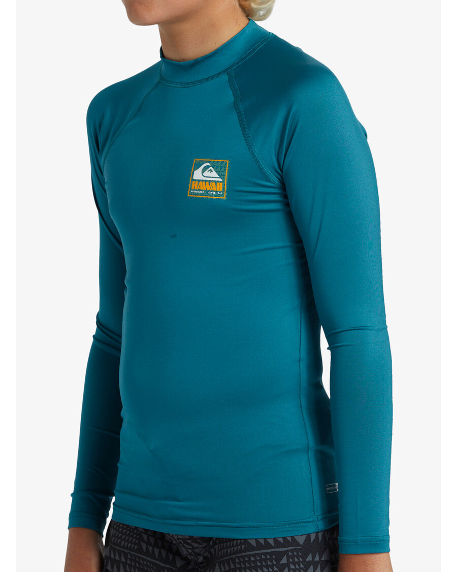 Quik Silver Boys 8-16 Hawaii Badge UPF50 Long Sleeve Rashguard -
