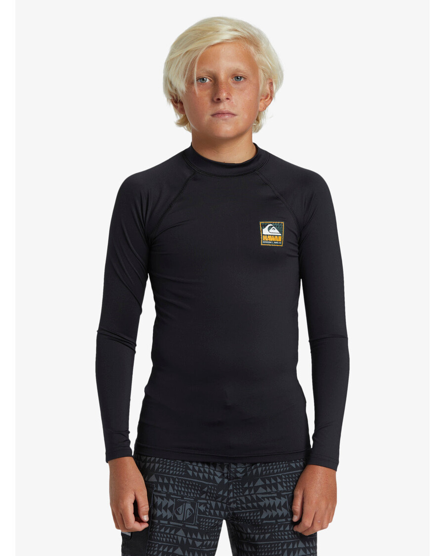 Quik Silver Boys 8-16 Hawaii Badge UPF50 Long Sleeve Rashguard -