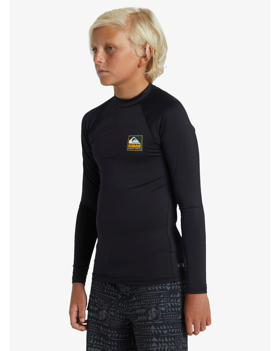 Quik Silver Boys 8-16 Hawaii Badge UPF50 Long Sleeve Rashguard -