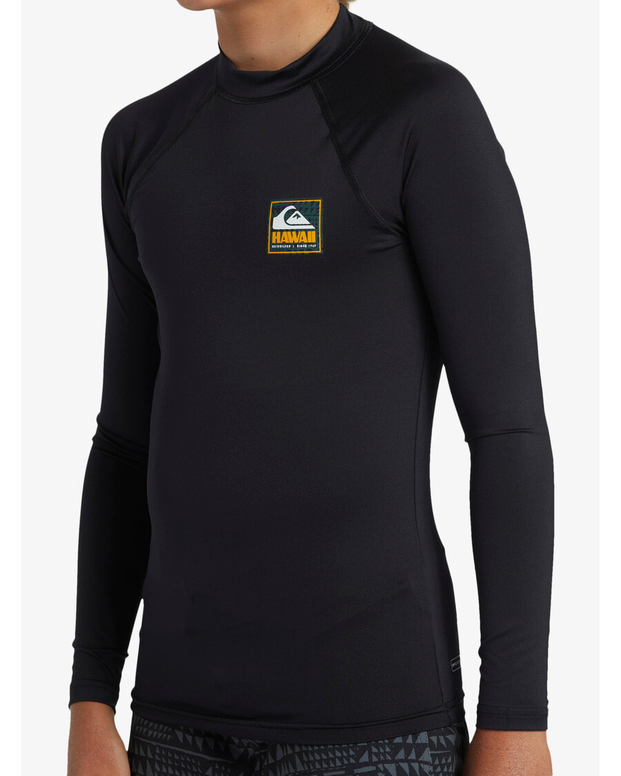 Quik Silver Boys 8-16 Hawaii Badge UPF50 Long Sleeve Rashguard -