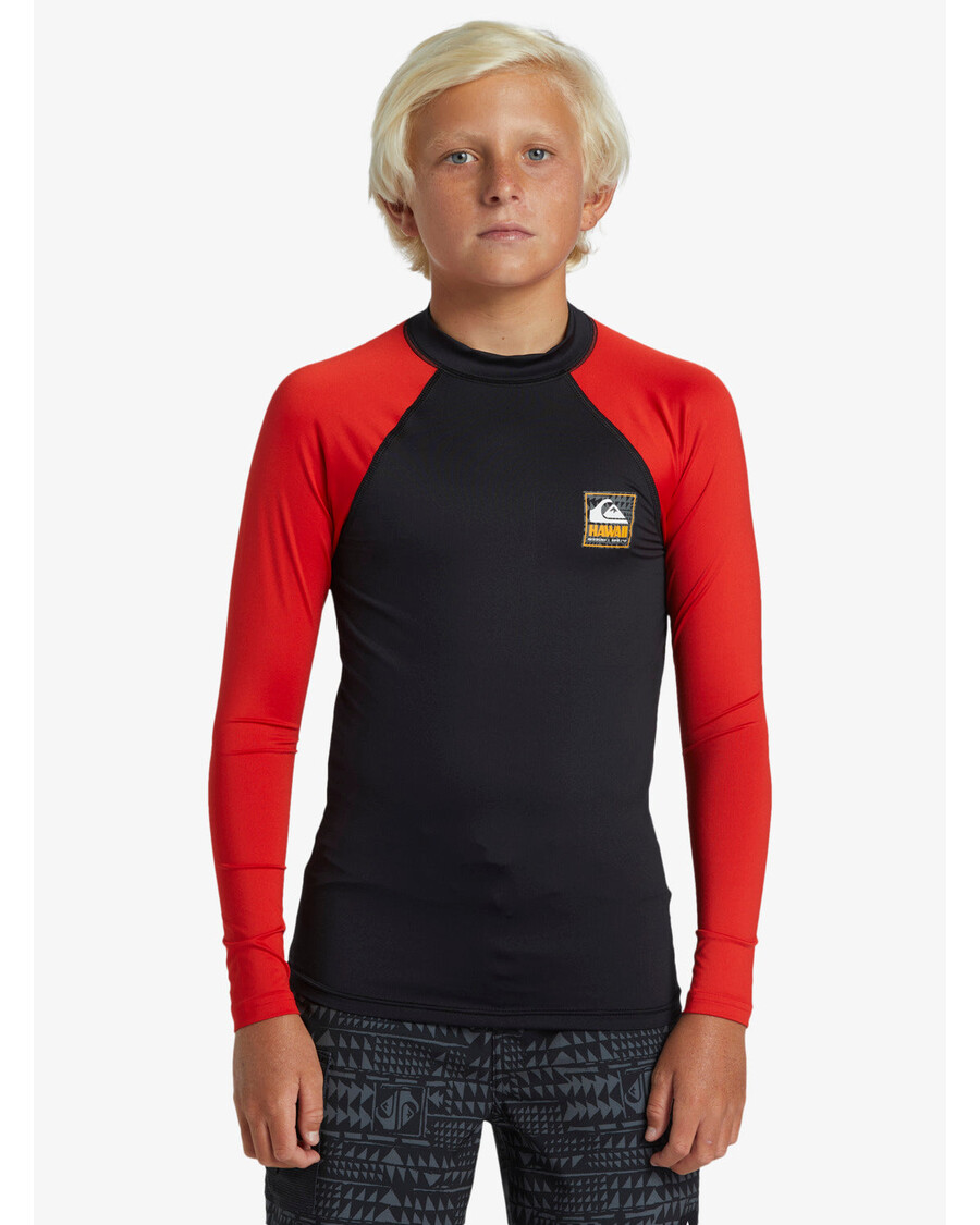 Quik Silver Boys 8-16 Hawaii Badge UPF50 Long Sleeve Rashguard -