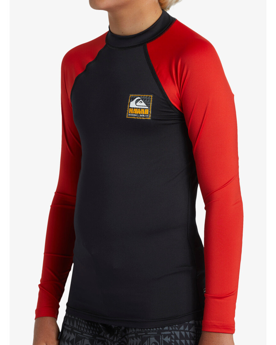 Quik Silver Boys 8-16 Hawaii Badge UPF50 Long Sleeve Rashguard -