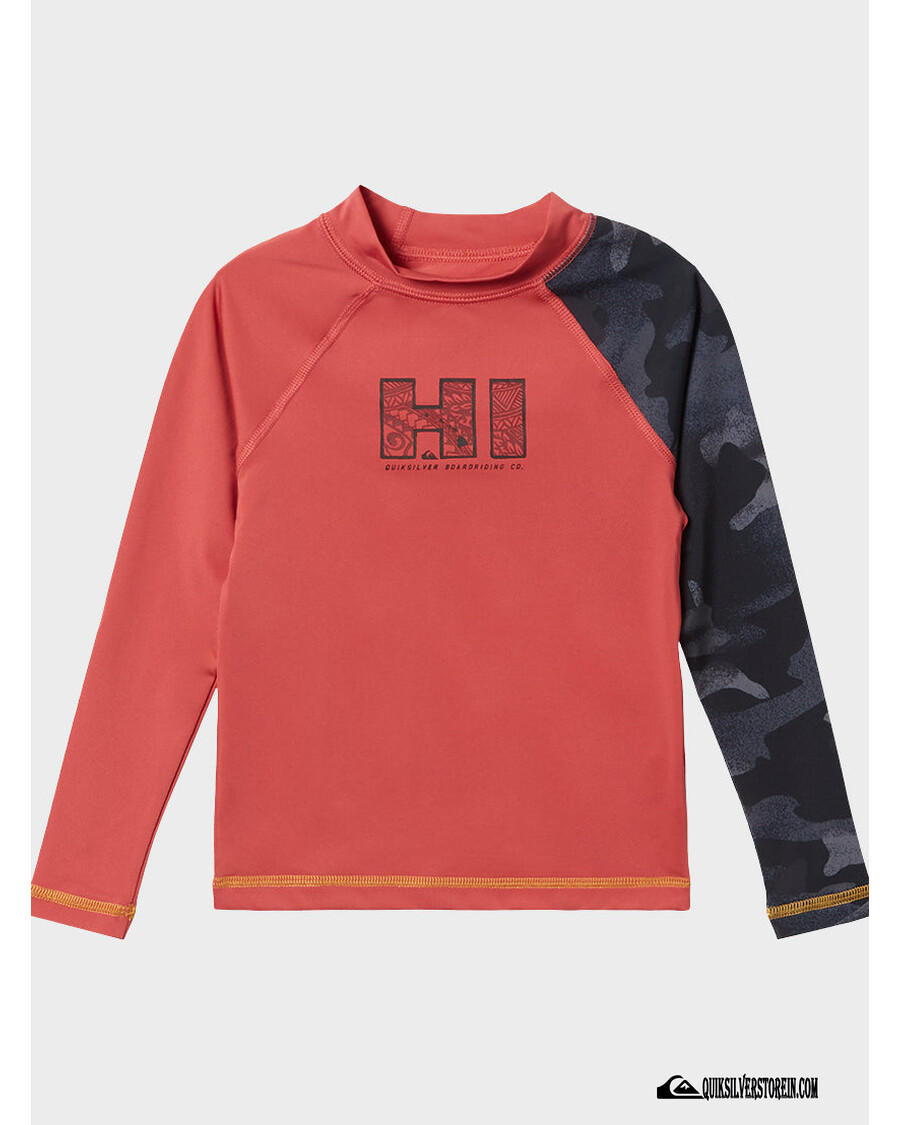Quik Silver Boys 2-7 Hi Island Rush Hosszú Ujjú Upf 50 Rashguard - ásványi Vörös