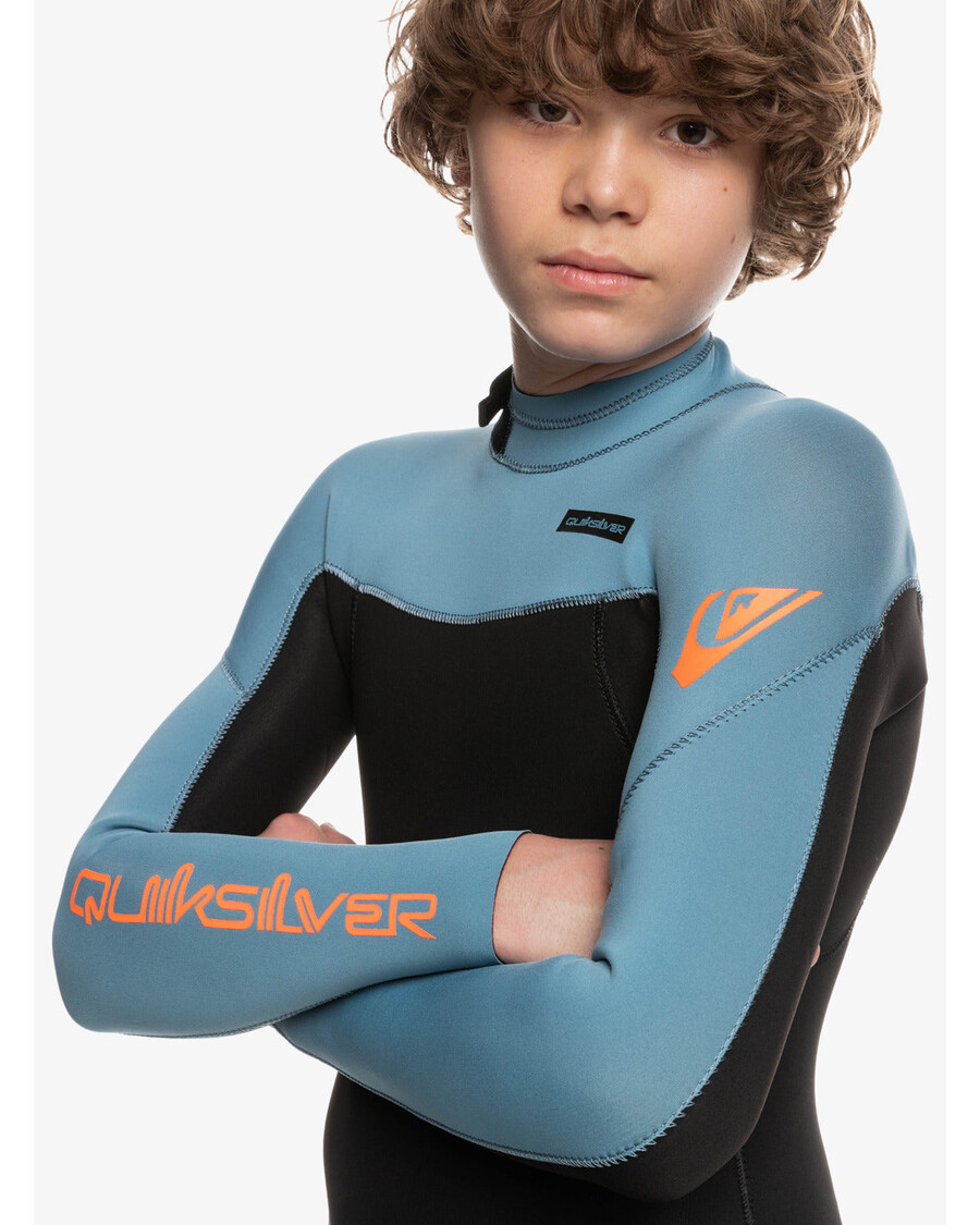 Quiksilver Chlapci 8-16 3/2 Mm Každodenný Neoprén Na Zips Na Chrbte - čierny/provinciálna Modrá