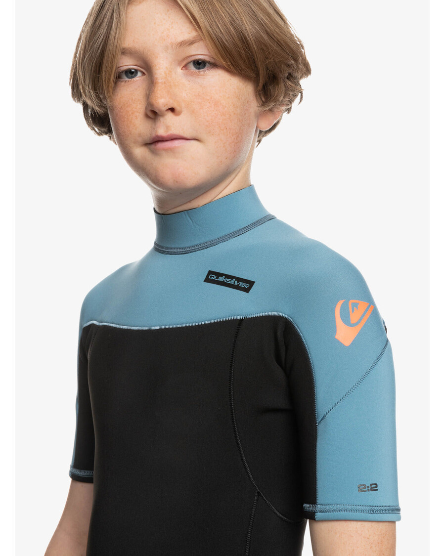 Quiksilver Pojat 8-16 2/2mm Arkipäivät Lyhythihainen Vetoketjullinen Jousipuku - Musta/maakunnansininen