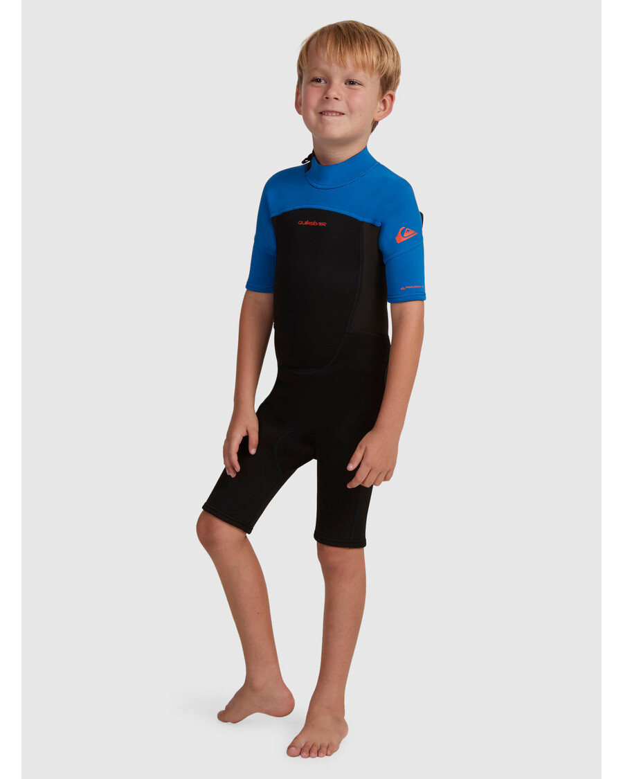 Quik Silver Boys 2-7 2/2mm Prologue Short Sleeve Spring Suit - Black/Squale Blue