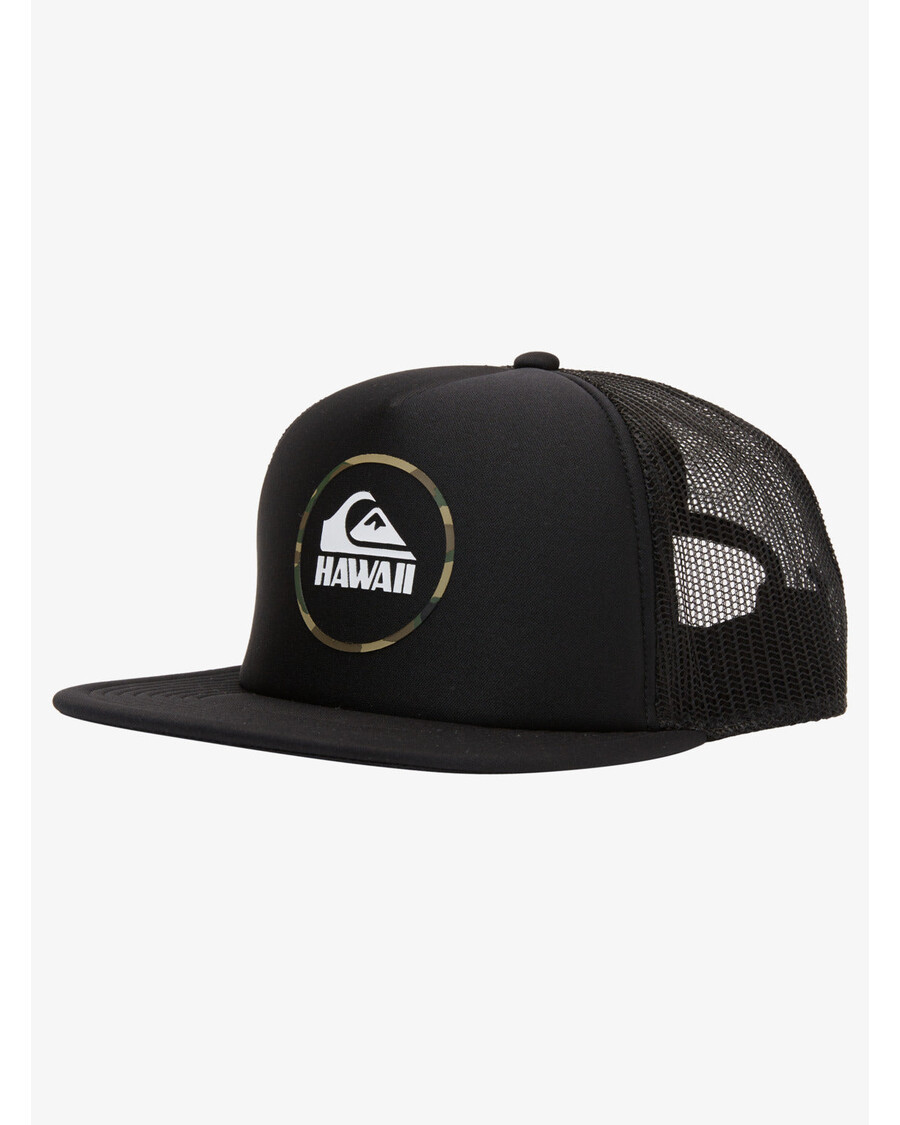 Quik Silver Hawaii Multiples Trucker Snapback Hat - Black