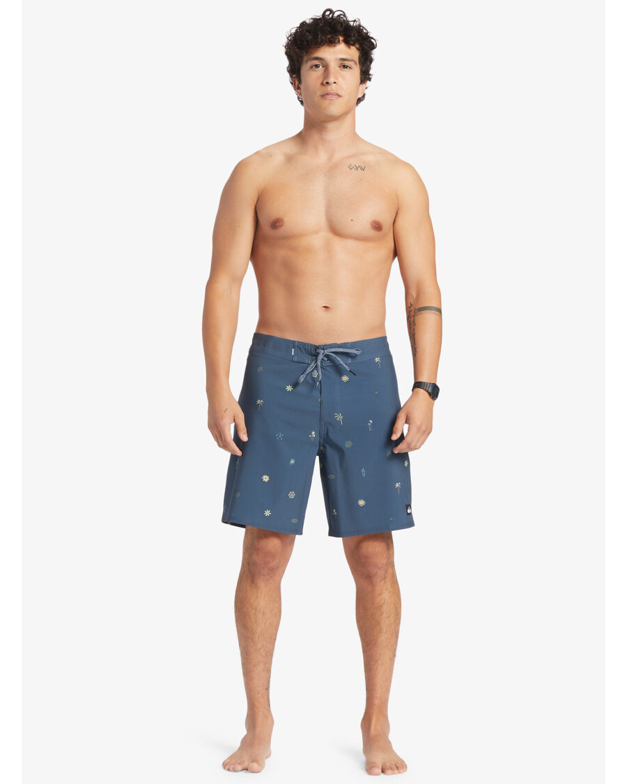 Quiksilver Surfsilk 69 18" Deskové šortky - Půlnoční Námořní Vlny Veder