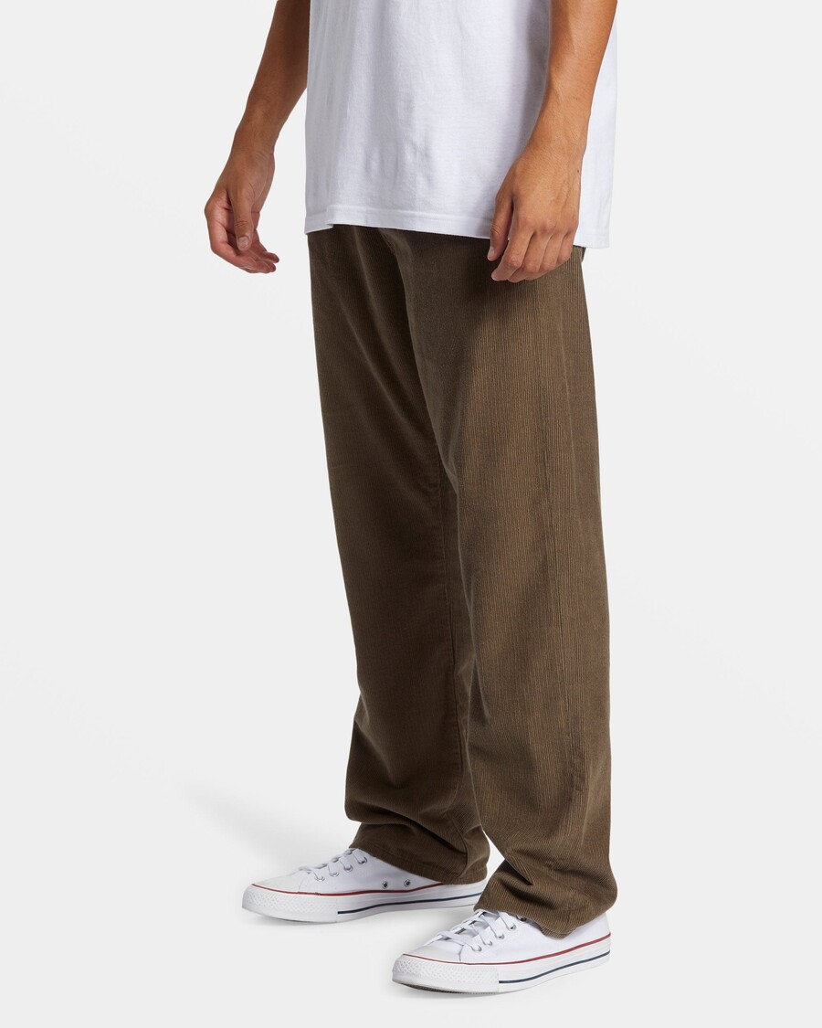 Quik Silver Landers Corduroy Straight Fit Pants - Canteen