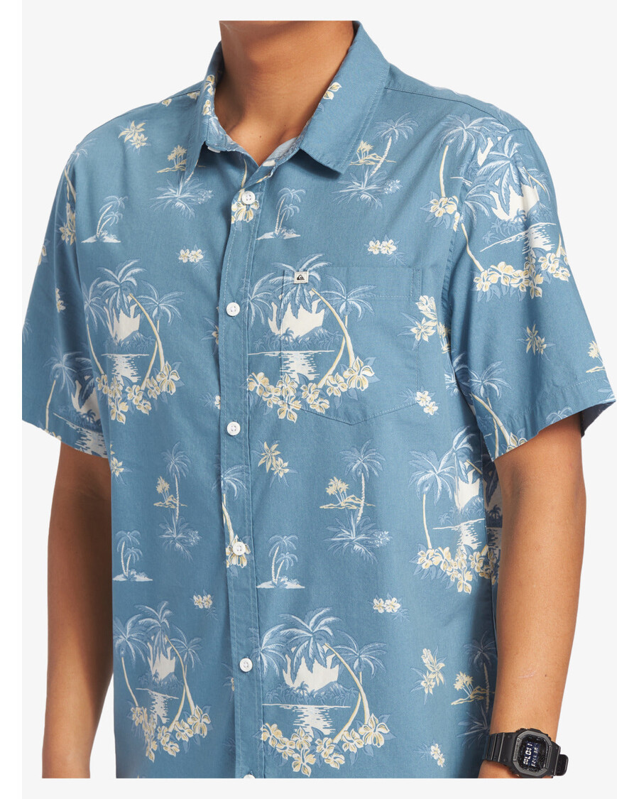 Рубашка с короткими рукавами Quiksilver Palm Spritz — Эгейский синий Palm Spritz