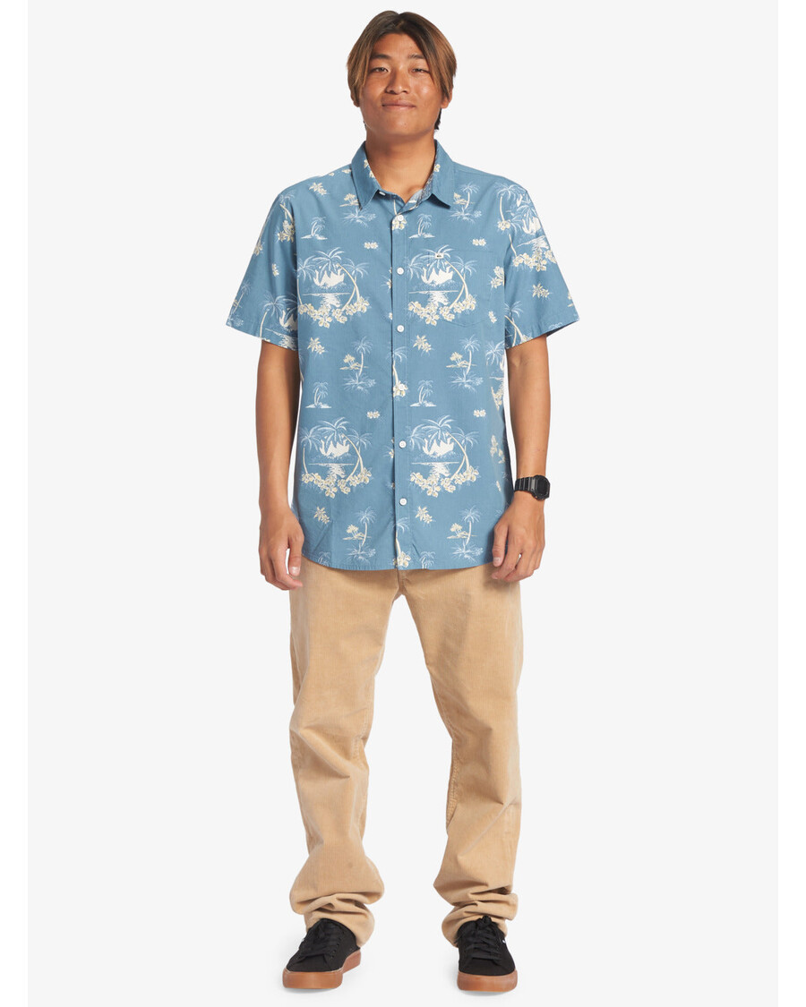 Рубашка с короткими рукавами Quiksilver Palm Spritz — Эгейский синий Palm Spritz
