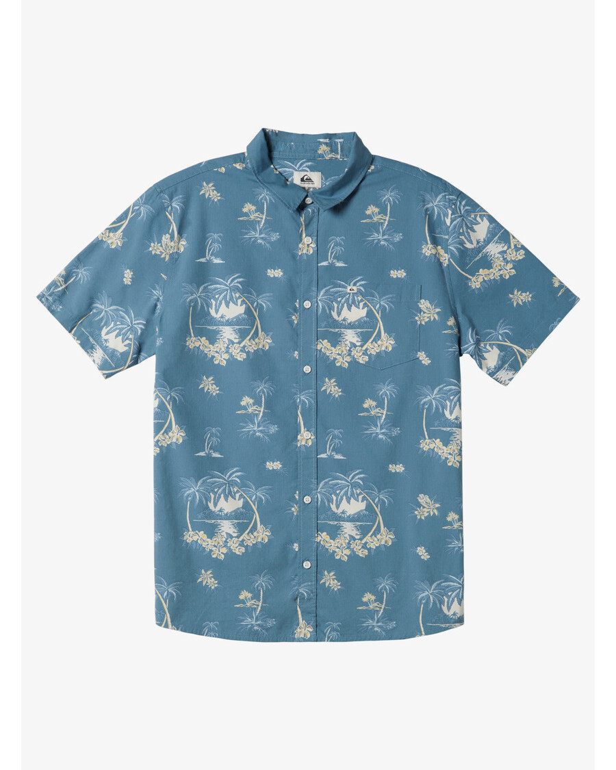 Quiksilver Palm Spritz Rövid Ujjú Ing - égei Kék Pálmafröccs