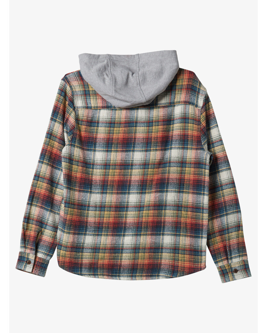 Quik Silver Briggs Hooded Flannel Long Sleeve Top - Mineral Red Briggs Flannel