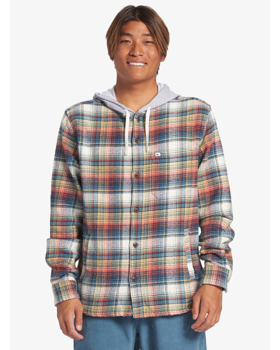 Quik Silver Briggs Hooded Flannel Long Sleeve Top - Mineral Red Briggs Flannel