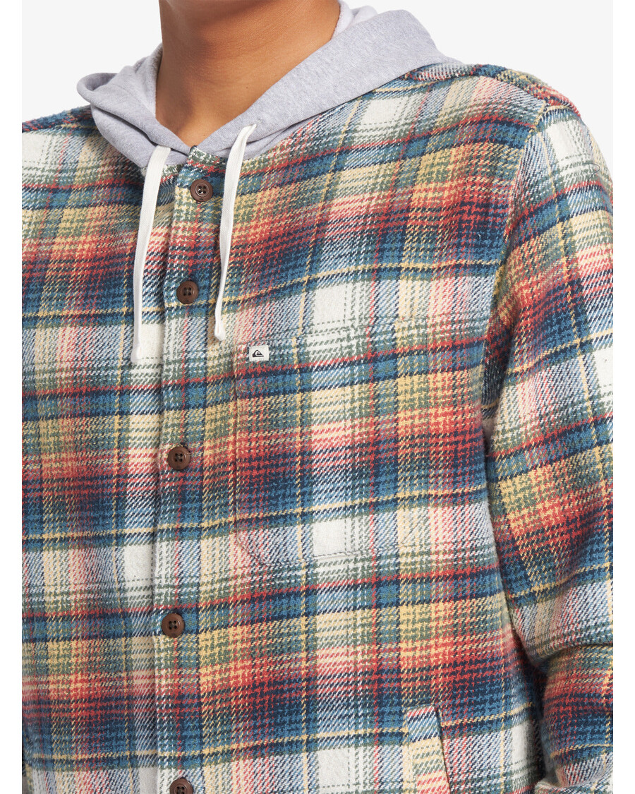 Quik Silver Briggs Hooded Flannel Long Sleeve Top - Mineral Red Briggs Flannel
