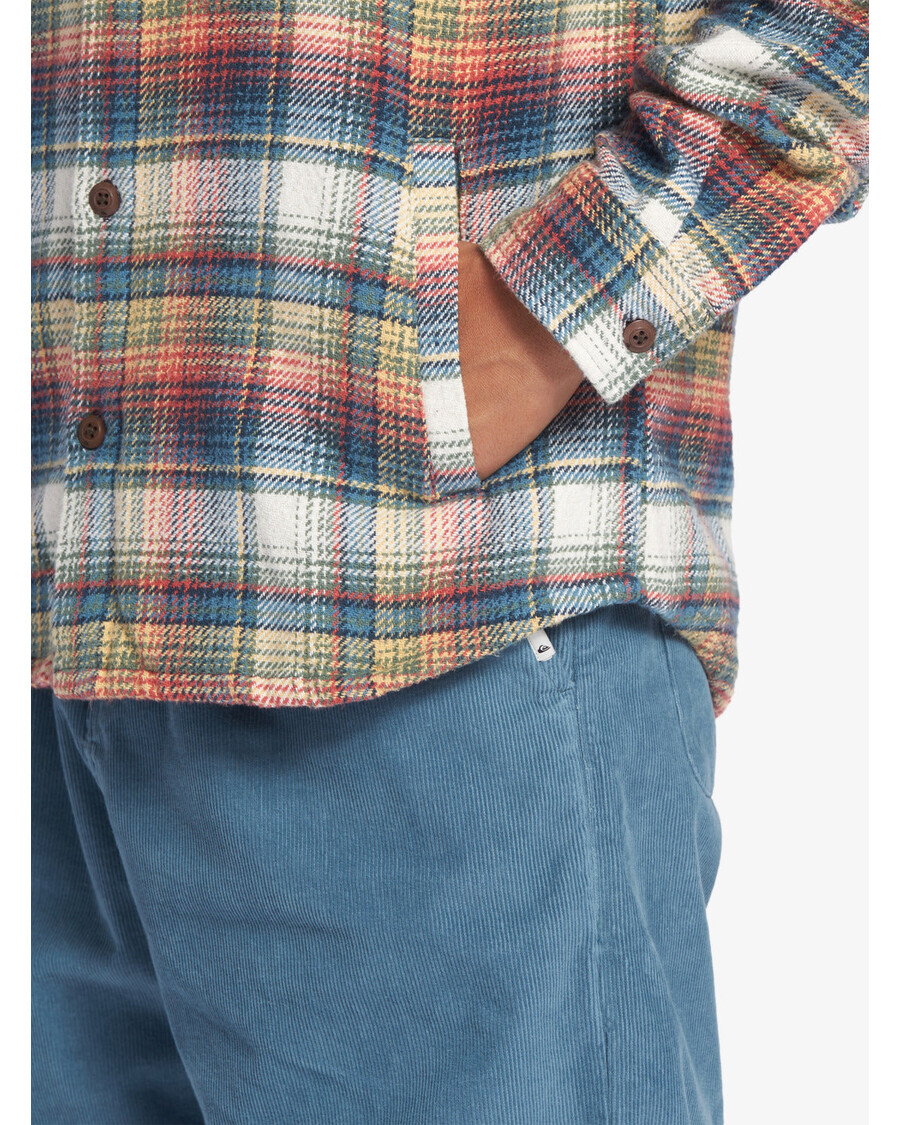 Quik Silver Briggs Hooded Flannel Long Sleeve Top - Mineral Red Briggs Flannel