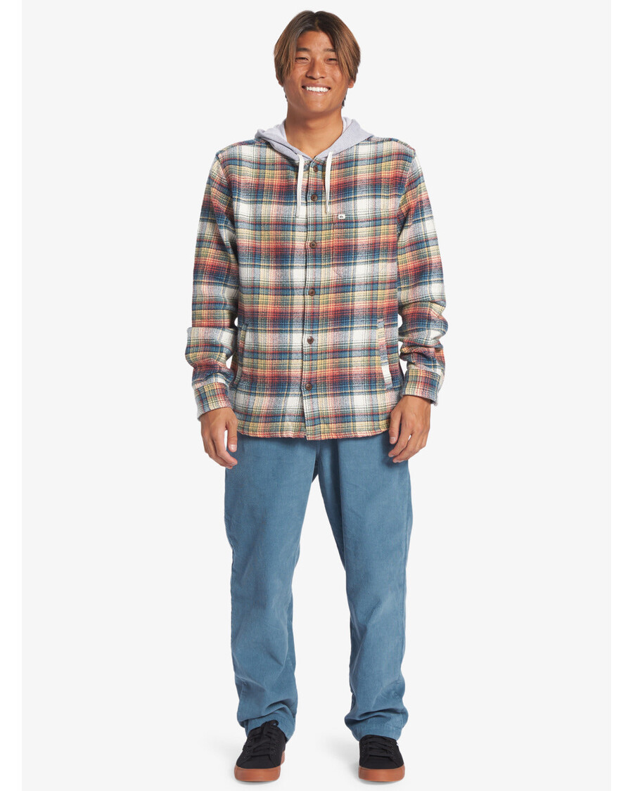 Quik Silver Briggs Hooded Flannel Long Sleeve Top - Mineral Red Briggs Flannel
